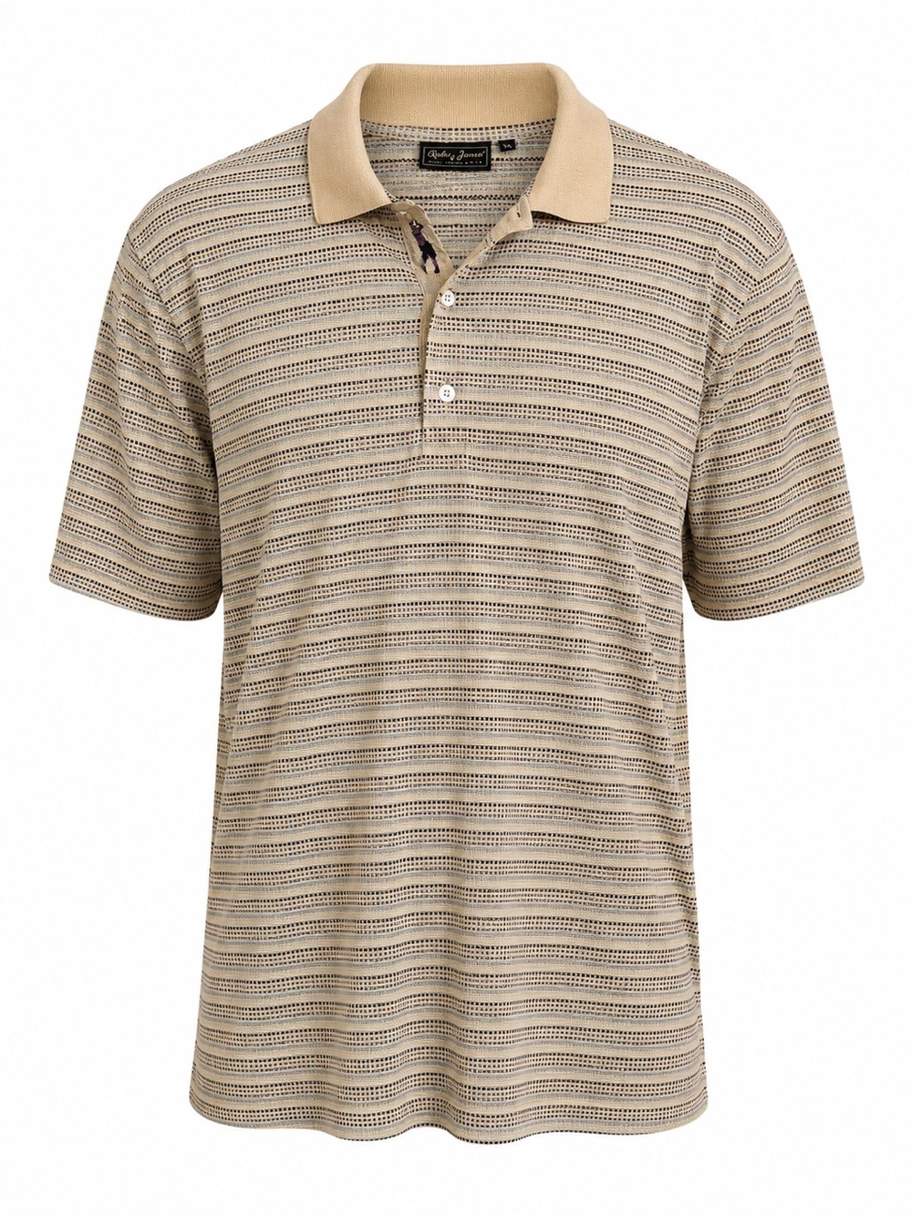 Bobby Jones Men's Beige Striped Golf Shirt Made in Italy Size XL